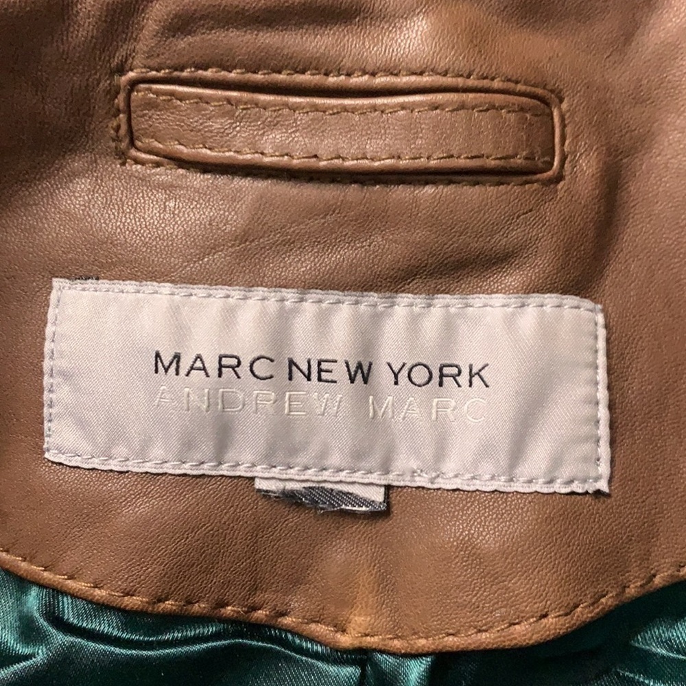 Marc New York Andrew marc chocolate brown leather high neck zip up jacket large - Picture 4 of 8